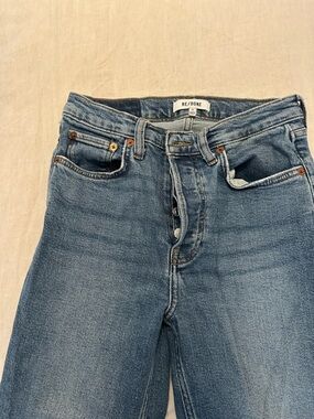 Re/Done Mid-Blue High-Rise Straight Jeans